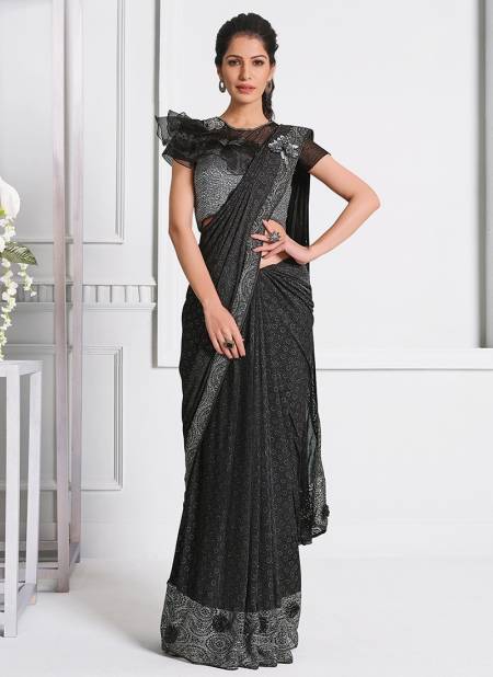 Dark Gray Colour MOHMANTHAN 21500 Fancy Designer Party Wear Stylish Fancy Lycra Heavy Sequins Embroidery Work Latest Saree Collection 21517